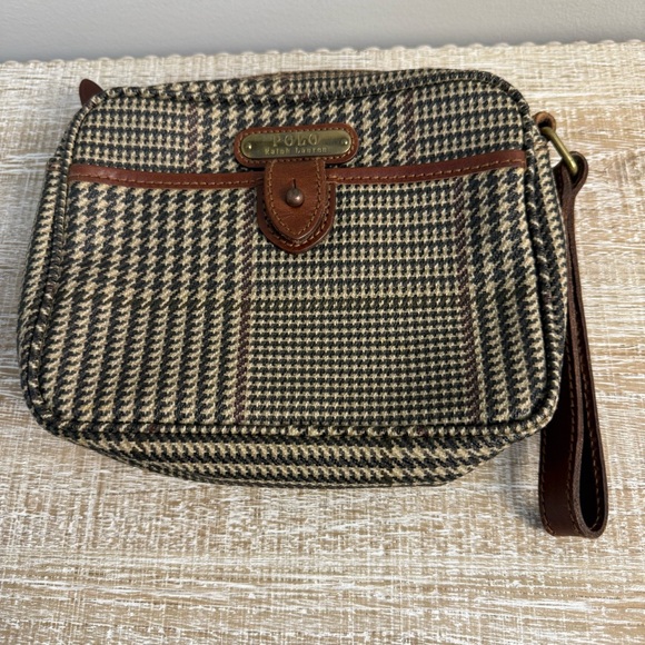 Rare Vintage Ralph Lauren Plaid Small Clutch in Brown and Black - Picture 2 of 13